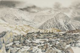 ‡ ALWYN DEMPSTER JONES (Welsh b.1949) pastel - entitled verso, 'Y Carneddau', signed, 33 x 49cms