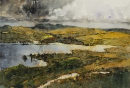 ‡ DAVID GROSVENOR (b.1956) watercolour - entitled verso, 'Llyn Trawsfynydd', signed, 37 x 54cms