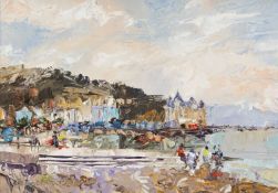 ‡ DAVID GROSVENOR (b.1956) oil on canvas - entitled verso, 'Llandudno' on Ffin-y-Parc Gallery label,