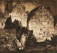 ‡ SIR FRANK BRANGWYN RA (Welsh 1867-1956) etching - entitled verso, 'Old Houses, Ghent', signed,