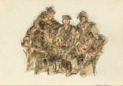 ‡ WILLIAM SELWYN (Welsh b. 1933) watercolour and pencil - entitled 'Trafodaeth (Discussion)', signed