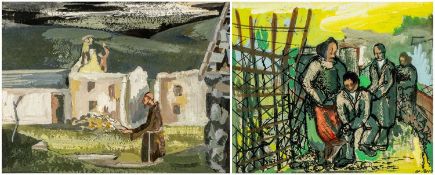 JOHN THOMAS PARRY (1853-1913) watercolours (a pair) - entitled verso, 'Monk in a Landscape', 10 x