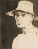 EDGAR HOLLOWAY (1914-2008) limited edition (18/50) etching - entitled verso 'Self Portrait No. 19,