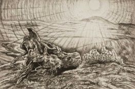 EDGAR HOLLOWAY (1914-2008) limited edition (14/50) etching - entitled 'Wolstonbury', signed, 17.5