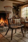 LATE 18TH CENTURY WELSH STICK CHAIR, probably Carmarthenshire, ash and oak, seven-stick back