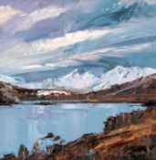 ‡ DAVID GROSVENOR (b.1956) oil on canvas - entitled verso, 'Yr Wyddfa from Llynnau Mymbyr I' on