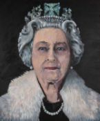 ‡ OSIAN GWENT (Welsh Contemporary) oil on canvas - entitled verso, 'Queen Elizabeth II' with Osian