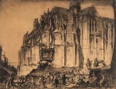 ‡ SIR FRANK BRANGWYN RA (Welsh 1867-1956) etching - entitled verso, 'Church of Notre Dame',