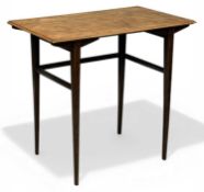 HEALS MID-CENTURY FIGURED TEAK SIDE TABLE (no label), 71 (h) x 78 (w) x 47cms (d) Provenance: