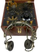 RADIO INSTRUMENTS, LONDON, vintage mahogany-cased wireless radio receiver, with Ericsson