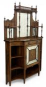 ELABORATE INLAID ROSEWOOD CHIFFONIER with three mirror back, sectional-mirror front, fretwork