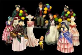 NINE ROYAL DOULTON FIGURINES, including 'Priscilla' HN1340, 'Veronica' HN1517, 'Victorian lady'
