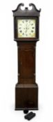 OWEN RICHARDS OF BALA OAK LONGCASE CLOCK, early 19th century, square painted enamelled dial with