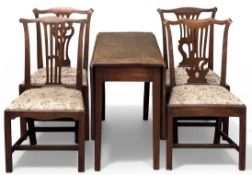 GOOD SIZED ANTIQUE MAHOGANY GATELEG TABLE, 72 (h) x 48/147 (w) x 99cms (d); and a harlequin set of