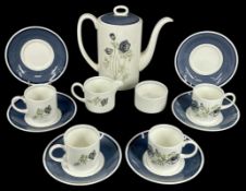 SUSIE COOPER GLEN MIST COFFEE SERVICE, comprising five cups, six saucers, coffee pot, cream jug, and