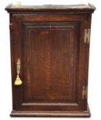 ANTIQUE OAK OBLONG WALL HANGING SINGLE-DOOR CUPBOARD, 87 (h) x 64 (w) x 29cms (d) Provenance: