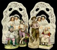 ASSORTED CERAMICS, 19th century and later, including pair of Staffordshire flat-back groups,