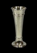GEORGE V SILVER TRUMPET-FORM VASE, with loaded base, Charles Edwards, London 1913, 25.5cms (h),