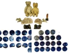 VINTAGE COLLECTABLES, including two small mohair straw-filled teddy bears, set of Tipson & Newby