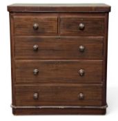 VICTORIAN MAHOGANY CHEST of two over three long drawers, 110 (h) x 100 (w) x 46cms (d) Provenance: