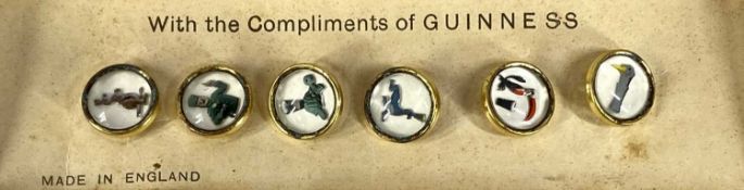 SET OF SIX GUINNESS ZOO THEMED BUTTONS in original cardboard presentation box Provenance: private