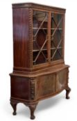 UNUSUAL & FINE ANTIQUE MAHOGANY CABINET of substantial proportions, the upper section with twin