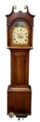 19TH CENTURY OAK LONGCASE CLOCK, painted dial with subsidiary seconds dial and date arch, single