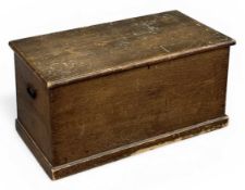 19TH CENTURY SCUMBLE PINE CHEST having iron side handles, candle box to interior, 45 (h) x 90 (w)