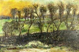 BRIAN HOLMES oil on board - entitled verso 'Autumnal Day', 49 x 75cms Provenance: private collection