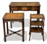 20TH CENTURY MAHOGANY FURNITURE, to include a three-drawer console table on tapered supports, 77 (h)