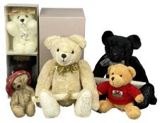 TWO MERRYTHOUGHT TEDDIES, a Jenifer Browne traditional Teddy bear, etc, some boxed Provenance: