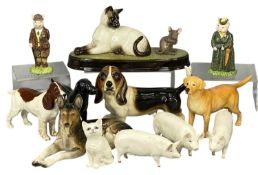 VARIOUS BESWICK ANIMAL FIGURINES, including Siamese cat and mouse 'Watch It', Champion 'Horseshoe