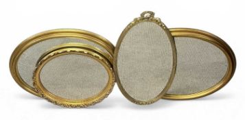 GILT-FRAMED MIRRORS, to include a near pair with bevelled glass, 81 (h) x 62 (w) x 5cms (d); and two