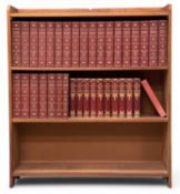 20TH CENTURY MAHOGANY THREE-SHELF OPEN BOOKCASE, 113 (h) x 100 (w) x 25cms (d), with a well-