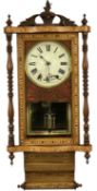 AMERICAN WALL CLOCK, late 19th century, walnut and marquetry inlaid case, painted metal dial,
