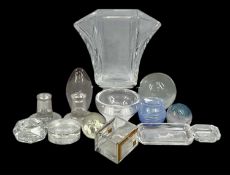 20TH CENTURY GLASSWARE, including Baccarat vase of flared hexagonal design, etched signature to