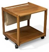 MID-CENTURY TYPE DANISH SIDE TABLE, with magazine section, on castors, 51 (h) x 49 (w) x 45cms (d)