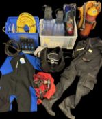 ASSORTED SCUBA DIVING EQUIPMENT, including an American US Diver's Co. integrated face mask and