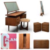 G PLAN TEAK BEDROOM SUITE, comprising triple wardrobe, 176 (h) x 122 (w) x 59cms (d); dressing table