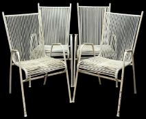 SET OF FOUR VINTAGE METAL-FRAMED & ELASTICATED UPHOLSTERED CHAIRS, by Homa of Denmark, 93 (h) x