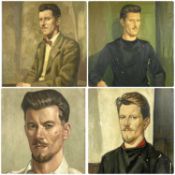 ‡ KENNETH HAROLD GRESTY (British, 1928-2002) three oils on board and one on canvas - all portraits