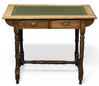 LATE 19TH CENTURY MAHOGANY DESK, having rectangular top with tooled inset leather writing surface,