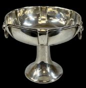 EDWARDIAN CIRCULAR PEDESTAL BOWL, ring side handles, on spreading circular foot, London 1906,