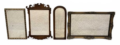 FOUR VINTAGE MIRRORS, to include Georgian-style shaped mahogany frame, 72 x 44cms; rectangular