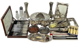 ASSORTED PLATED WARE, including pair of wine coasters, rectangular tureen with cover, pair of