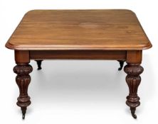 WIND-OUT VICTORIAN MAHOGANY DINING TABLE (no leaves or winder), 73 (h) x 130 (w) x 140cms (d)