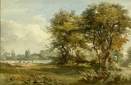 WILLIAM FREDERICK WITHERINGTON RA (1785-1865) watercolour - country view with trees to side, 17 x