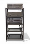 HI-FI EQUIPMENT - SEPARATES, NAIM AUDIO, YAMAHA & NVA, on a floor-standing metal stand, 95 (h) x
