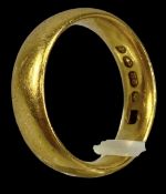 22CT GOLD WEDDING BAND, 7.9g Provenance: private collection Gwynedd