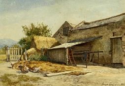 GEORGE COCKRAM (1861-1950) watercolour - farmyard, signed and dated 1882 lower right, 23 x 34cms